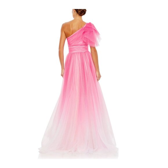 MAC DUGGAL  Pink Ombre Ruffled One Shoulder Dress. Size 8. New w Tag - Picture 3 of 9